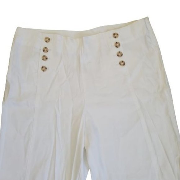 J.Jill Women's White Linen Stretch Sailor Button Wide Leg Crop Pants Size 16 NWT - Picture 6 of 15